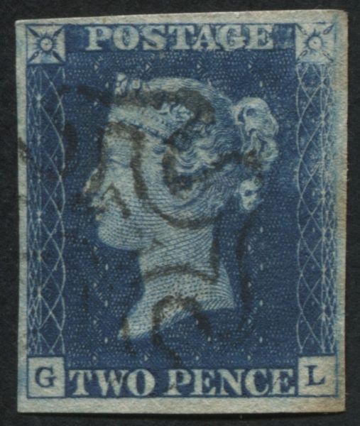 SG4 2d deep full Blue GL plate 1, 4 clear margins worn plate at right