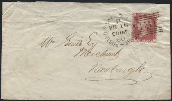 SG40 1d Red SG tied to envelope with Edinburgh POSTED SINCE LAST NIGHT - fine