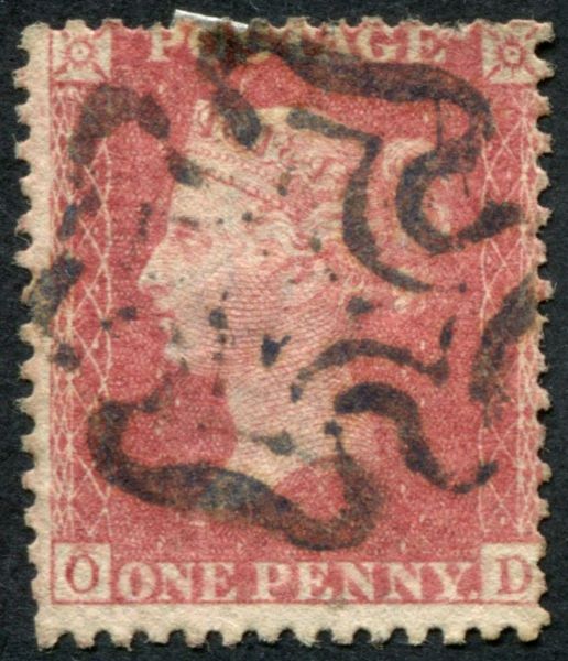 SG40 1d Rose-Red OD, with rare late usage of complete postmark of crown Wmk