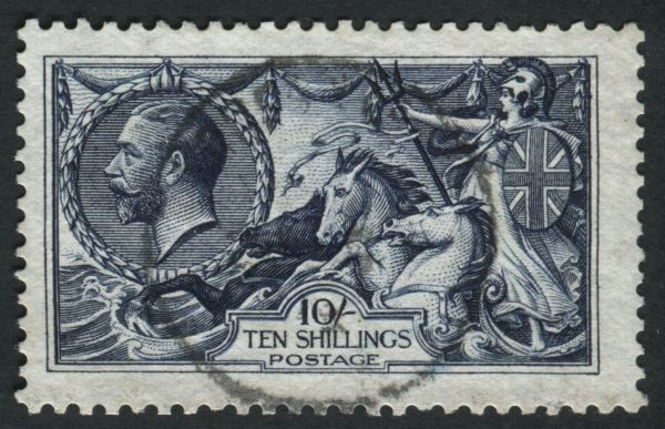 SG402 10/- Indigo superb used, well centred (Lot 2)