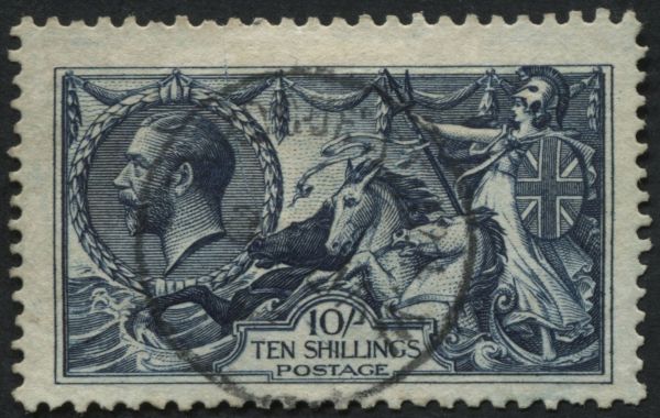 SG402 10/- Indigo VF/U, light circular cancel