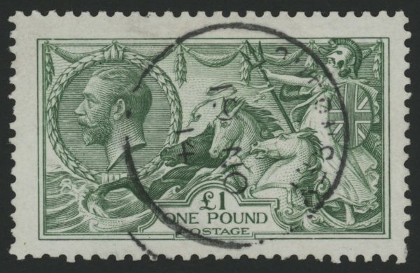 SG403 1 bright Green (fine impression) with lovely 1914 ring cancel