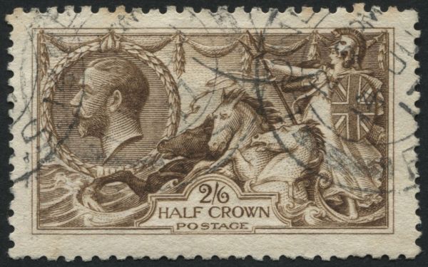 SG405 1915 DLR 2s6d deep Yellow-Brown, odd nibbled perf but F/U with cds