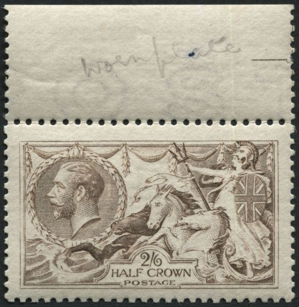 SG407 1915 2/6d pale Brown (worn plate) top sheet marginal, U/M pristine fresh with RPS certificate