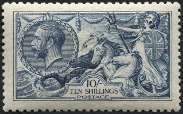 SG412 10/- Blue U/M, full perforations