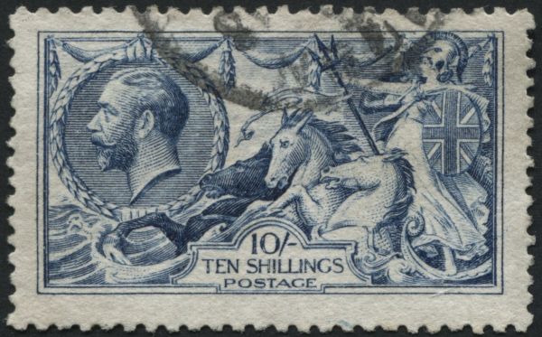 SG412 1915 DLR 10s Blue, VF/U with cancellation clear of profile