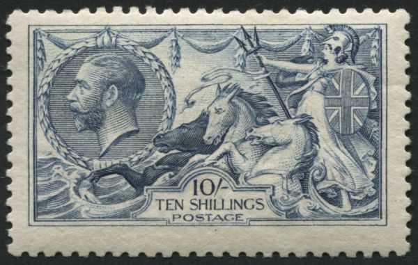 SG413 1915 10/- pale Blue mint, brilliant fresh extra lightly M/M (possibly U/M) with excellent perfs