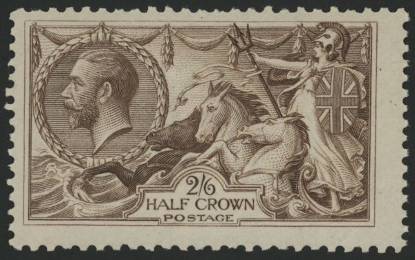 SG413a 2/6d Olive Brown U/M, slightly uneven perfs