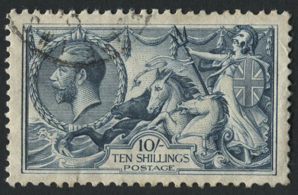 SG417 10/- (deep) dull blue a very distinctive shade, superb corner cds