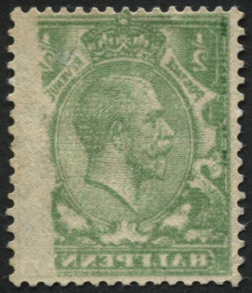 SG418var 1924-26 d Green with superb off-set on reverse, very lightly mounted mint