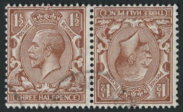 SG420b 1d pale Red Brown tete beche pair, VF/U