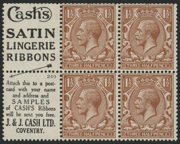 SG420d SpecNB15a(19) 1924-26 1d Red-Brown, CASHs/J&J CASH No 249 Wmk Inv