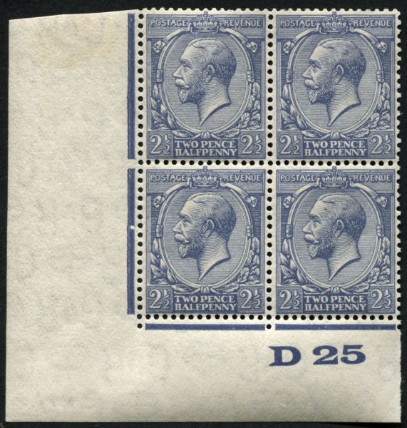 SG422wi 2d Blue Wmk Inv U/M block of 4, D25 control