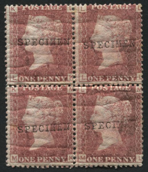 SG43 1d Rose Red block of 4 plate 146, fine with gum - a scarce block O/P SPECIMEN