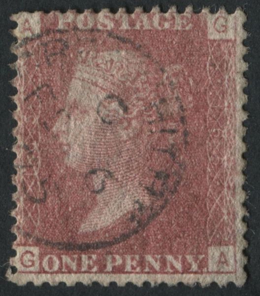 SG43 1d Rose Red plate 165, lovely ring cancel