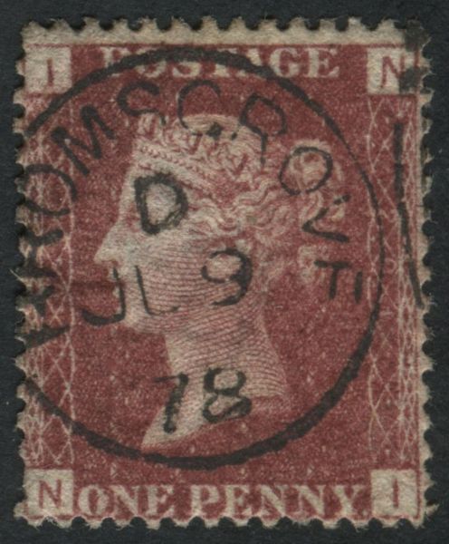 SG43 1d Rose Red plate 201, single ring 9.6.1878