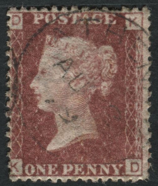 SG43 1d Rose Red plate 206, faint single ring