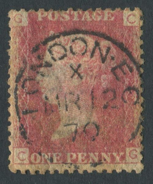 SG43 Pl127 1d Rose Red, CG, a little toned but with central CDS