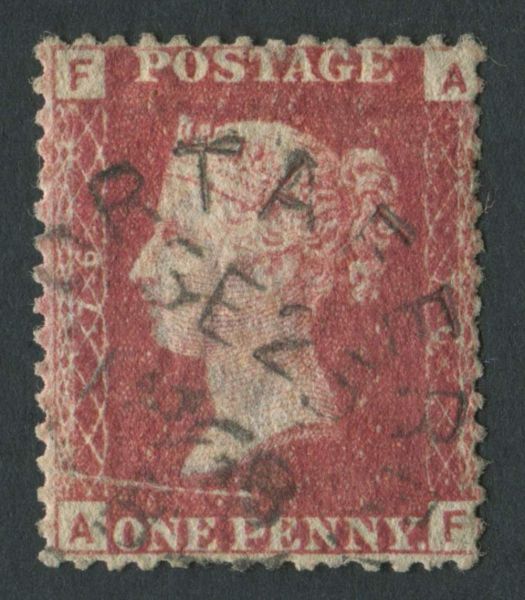 SG43 Pl76 1d Rose Red, AF, Pre printing bend at foot, Fine Used with CDS