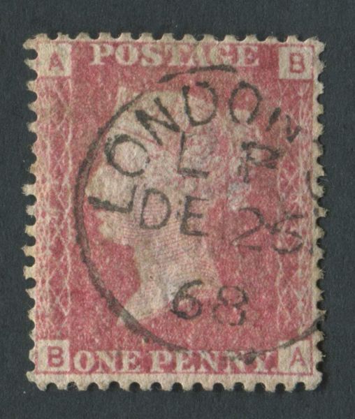 SG43 Pl95 1d Rose Red, BA, Fine Used with CDS