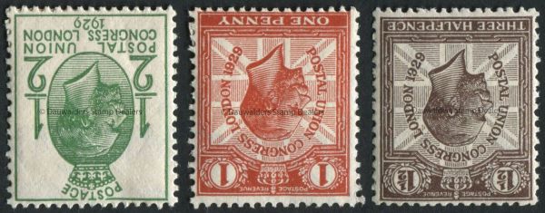 SG434i-436i set of 3, 1929 Postal Union Congress, wmk inverted