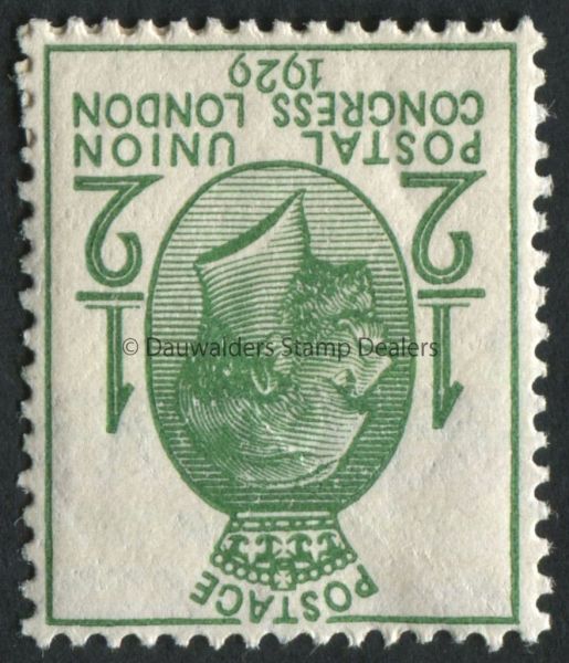 SG434i d Green 1929 Postal Union Congress, wmk inverted