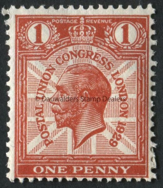 SG435a 1d Red 1929 Postal Union Congress, wmk sideways