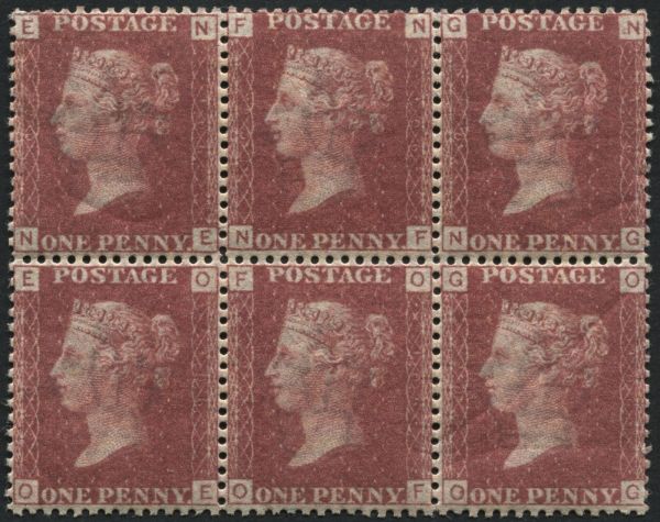 SG44 1864 1d Lake Red pl106 block of 6 mint (all U/M) a lovely fresh multiplem with perfect centring