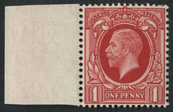 SG440 SpecN48a 1934 Photogravure Large format 1d Scarlet left marginal Wmk Inv, U/M