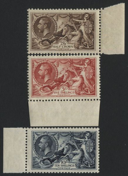 SG450-452 1934 re engraved Castles 2/6d-10/- marginal U/M