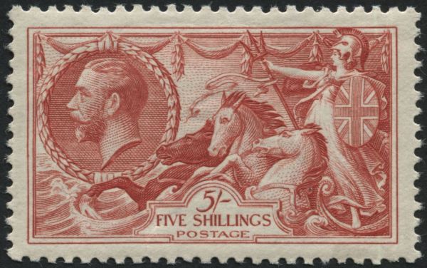 SG451 5/- Red, v fine mint