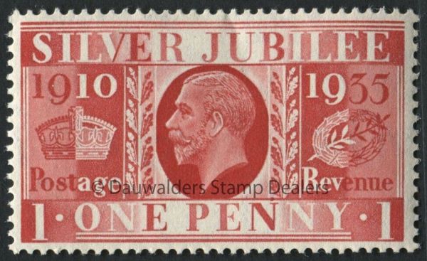 SG454 1d Scarlet 1935 Silver Jubilee type I