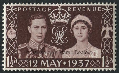 SG461 1d Brown 1937 Coronation