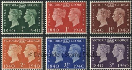 SG479-484 Set of 6 1940 Stamp Centenary