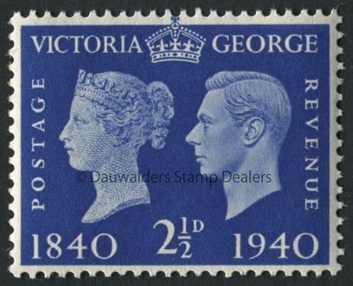 SG483 2d Ultramarine 1940 Stamp Centenary