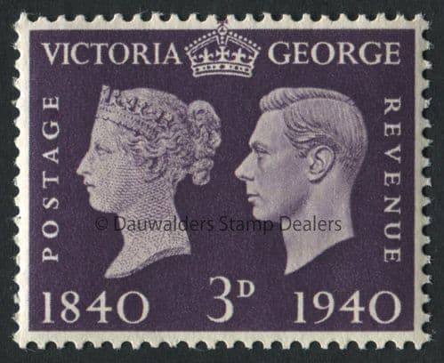 SG484 3d Violet 1940 Stamp Centenary