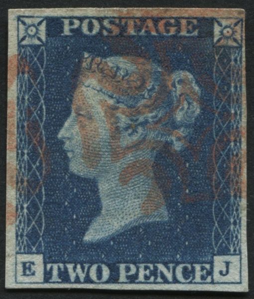 SG5 2d Blue EJ superb used, good margins plate 2 Red Maltese cross SG Cat 1250