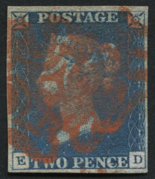 SG5 2d Blue plate 1 ED with colourful cancel in Red