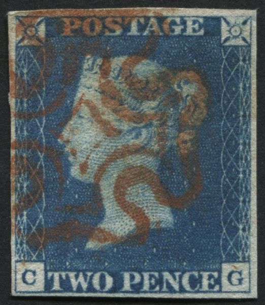 SG5 2d Blue with 4 clear margins CG, bright Red Maltese cross