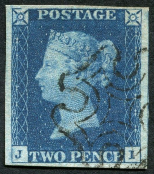 SG5 SpecDS7 2d deep Blue plate 2 JI, Scottish Maltese cross superb crisp strike in Black, 4 good-large margins