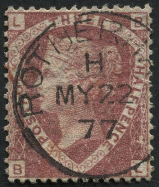 SG51 1d super Rotherham 1877 rich cancel