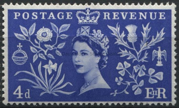 SG533 4d Blue 1953 Coronation