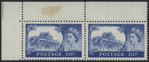 SG538 SpecT14a A fine unmounted OG example in upper left corner marginal, weak entry on one stamp