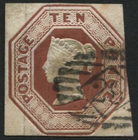 SG57 10d Red Brown a F/U example showing close to good margins all round, scarce