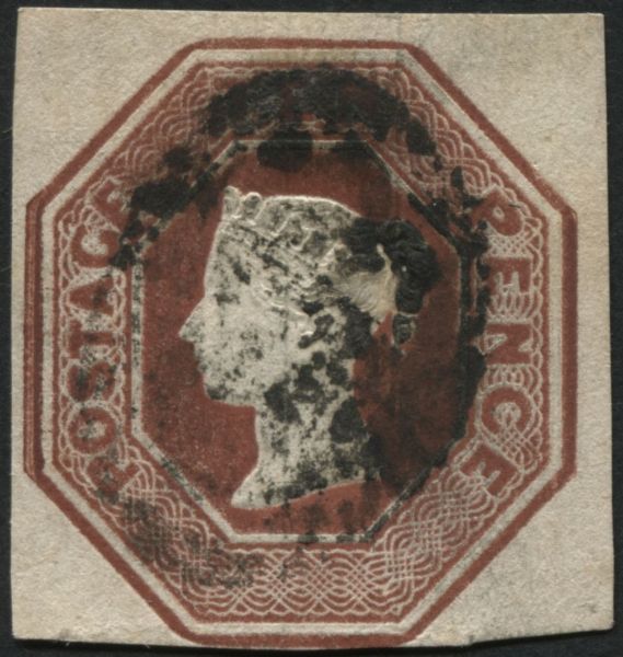 SG57 10d Red Brown, cancelled clear of Queens profile with close to large margins all round