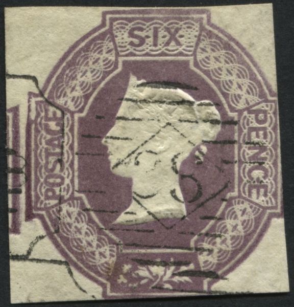 SG58 6d Mauve a very fine square cut stamp with delicate hairline double cancel - Lovely!