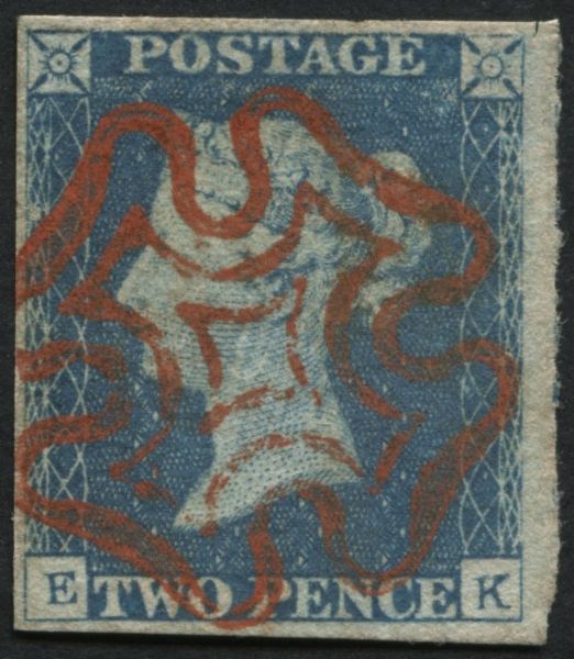 SG6 2d pale Blue EK 4 good margins, full Orange Maltese cross