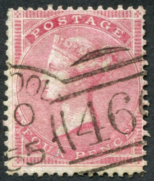 SG62a 4d Carmine on slightly blued paper, VF/U