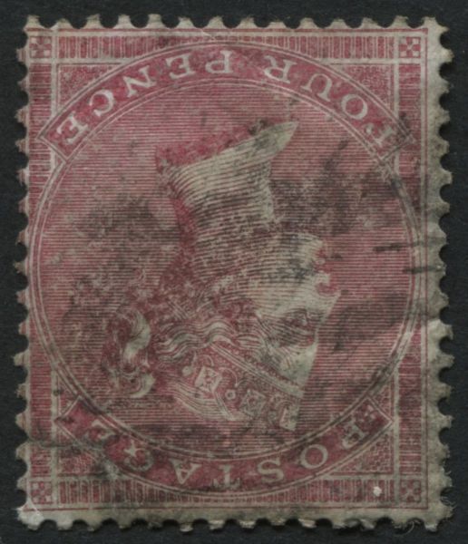 SG63wi 4d Carmine Wmk Inv SG Cat 1250 faint crease, rare stamp