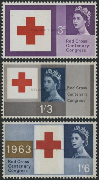 SG642p-644p Set of 3 Phos 1963 Red Cross Centenary